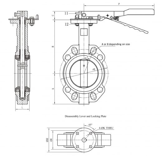 Fig. BF16WL Ductile Iron Butterfly Valve Semi Lugged Type, Lever ...